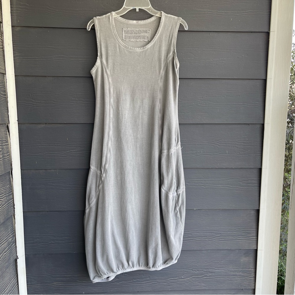 Rundholz black label grey knit asymmetrical tank bubble hem dress lagenlook -1T